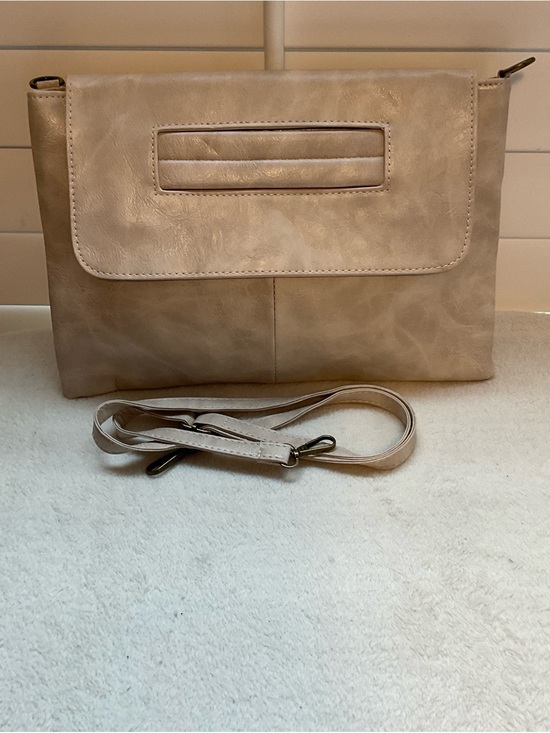 vegan Handbags - Minimalist Beige Crossbody Bag with Removable Strap